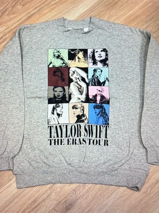 Taylor Swift Sweaters - Taylor Swift Gray Crewneck with Multi-Color Photo Grid